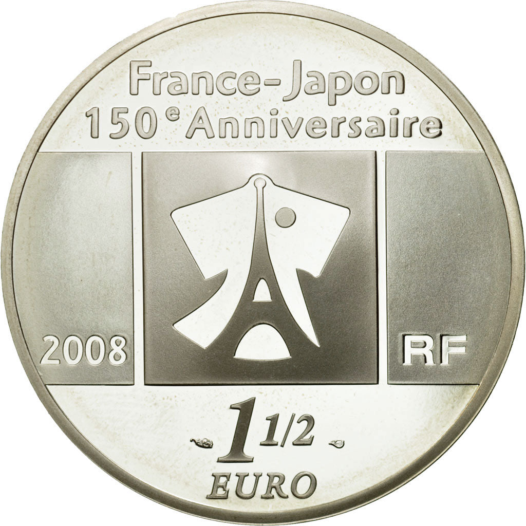France, 1-1/2 Euro, 2008, MS(65-70), Silver, KM:1550