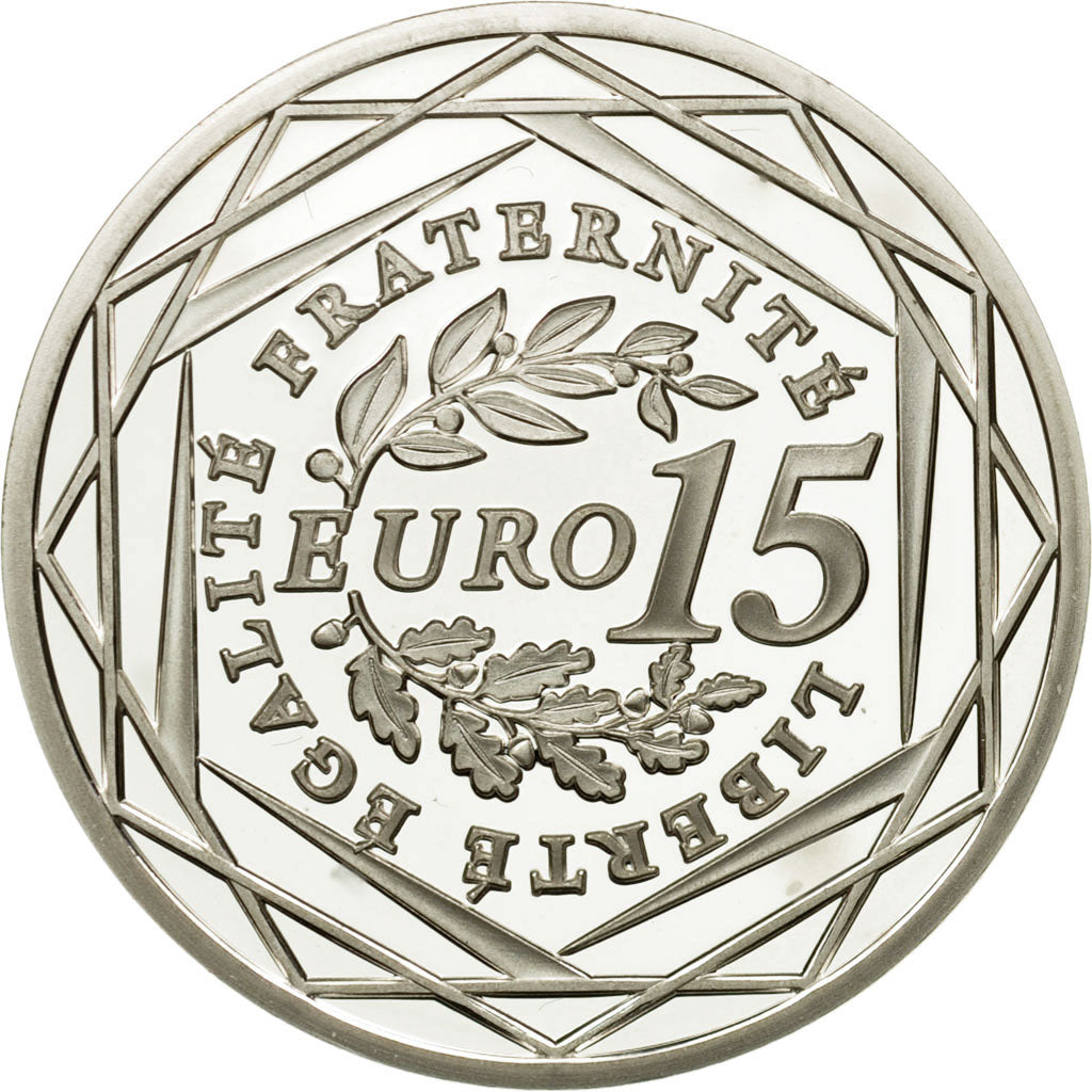 France, 15 Euro, 2009, MS(65-70), Silver, KM:1535