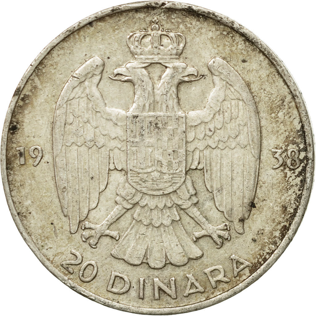Coin, Yugoslavia, Petar II, 20 Dinara, 1938, EF(40-45), Silver, KM:23