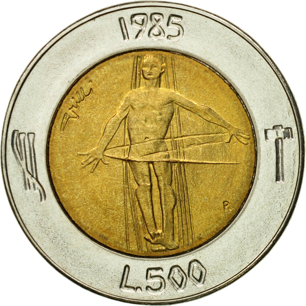 Coin, San Marino, 500 Lire, 1985, Rome, AU(55-58), Bi-Metallic, KM:181