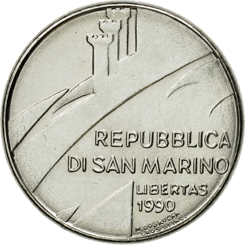 Coin, San Marino, 100 Lire, 1990, Rome, MS(63), Steel, KM:254