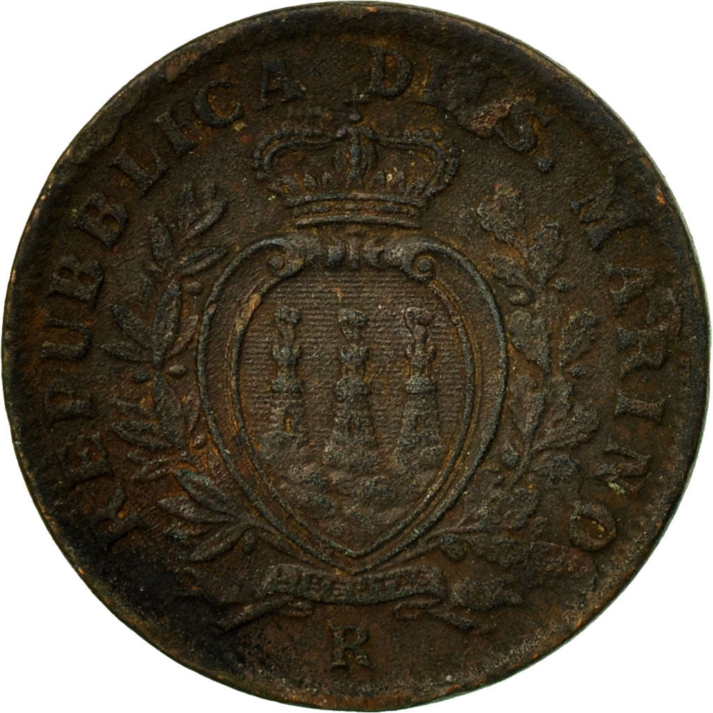 Coin, San Marino, 5 Centesimi, 1935, Rome, VF(30-35), Bronze, KM:12