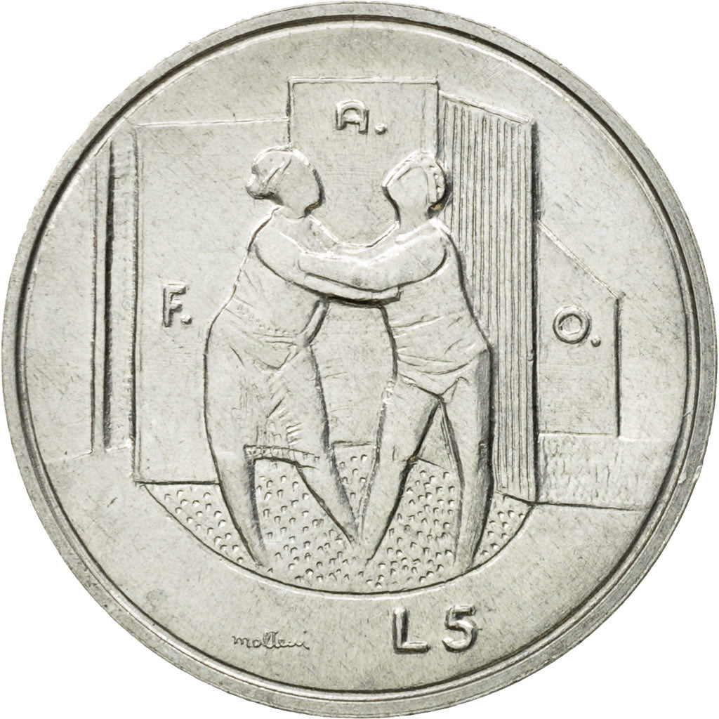 Coin, San Marino, 5 Lire, 1976, Rome, MS(63), Aluminum, KM:53