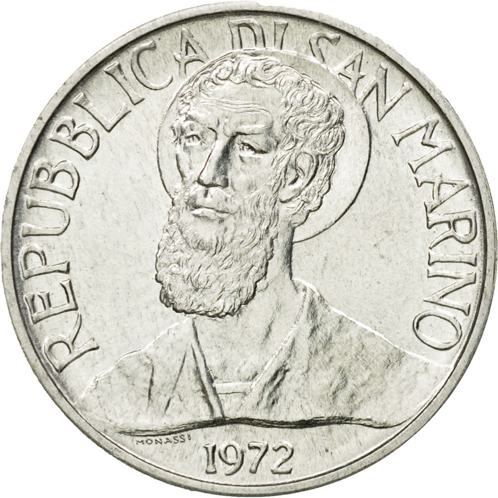 Coin, San Marino, 5 Lire, 1972, Rome, MS(63), Aluminum, KM:16