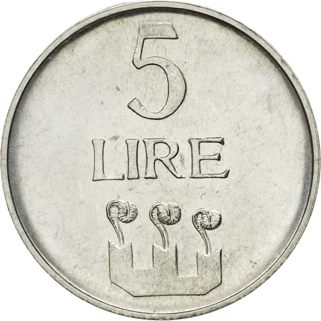 Coin, San Marino, 5 Lire, 1972, Rome, MS(63), Aluminum, KM:16