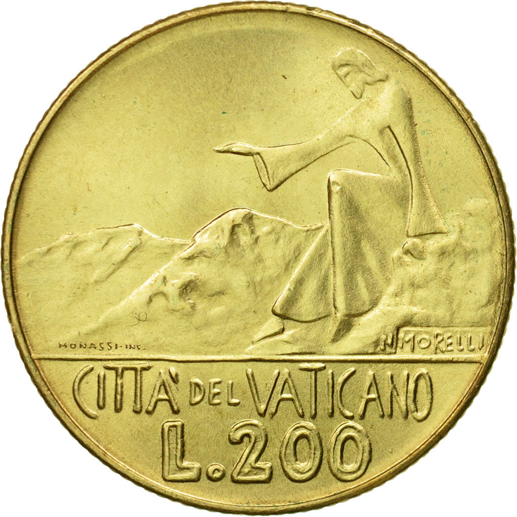 Coin, VATICAN CITY, Paul VI, 200 Lire, 1978, Roma, MS(63), Aluminum-Bronze