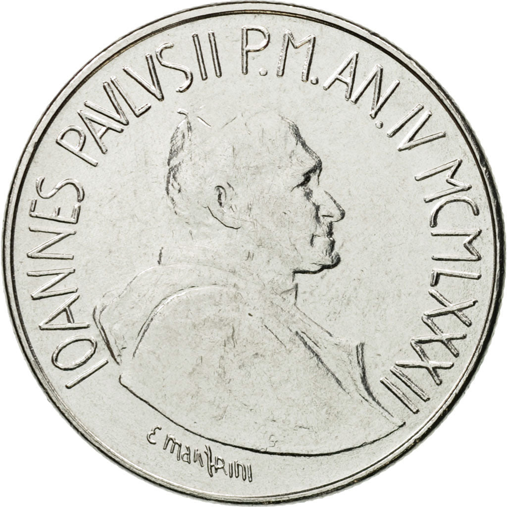 Coin, VATICAN CITY, John Paul II, 50 Lire, 1982, Roma, MS(63), Stainless Steel