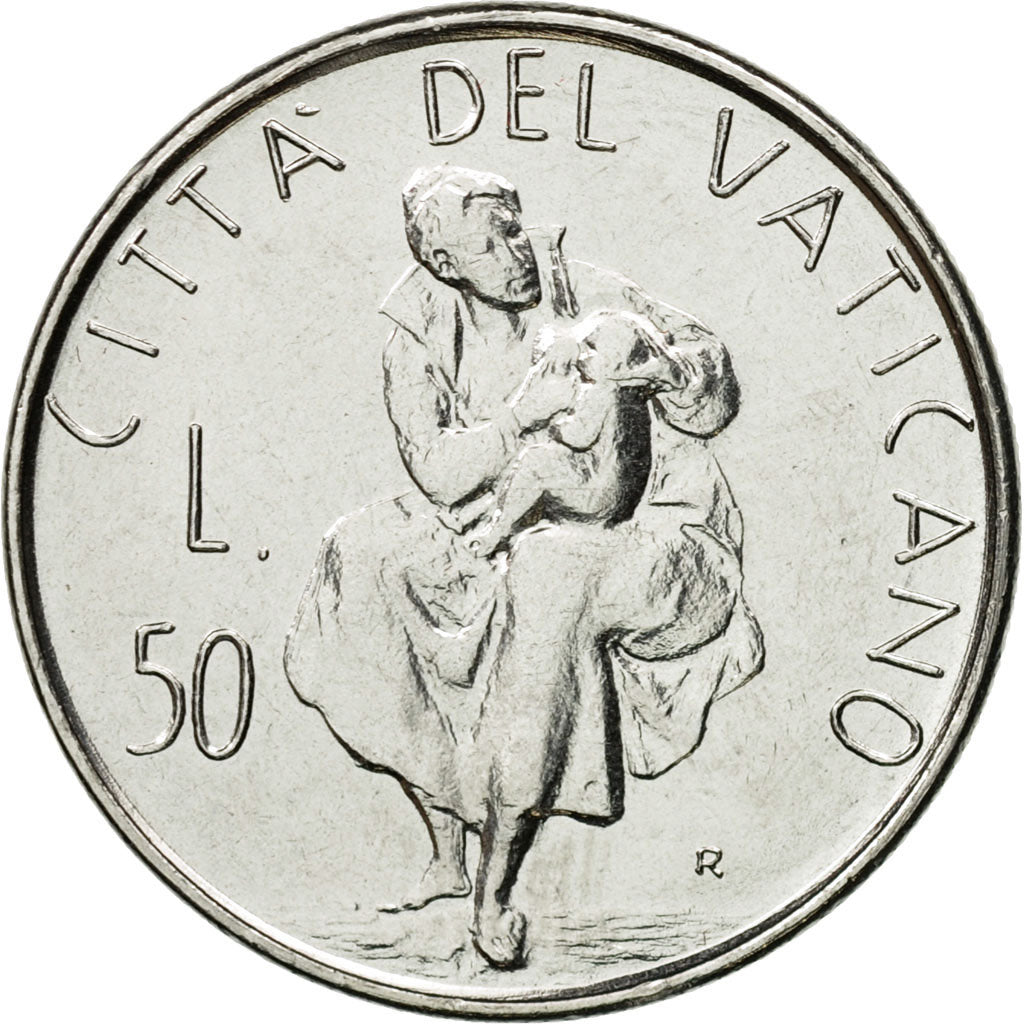 Coin, VATICAN CITY, John Paul II, 50 Lire, 1982, Roma, MS(63), Stainless Steel