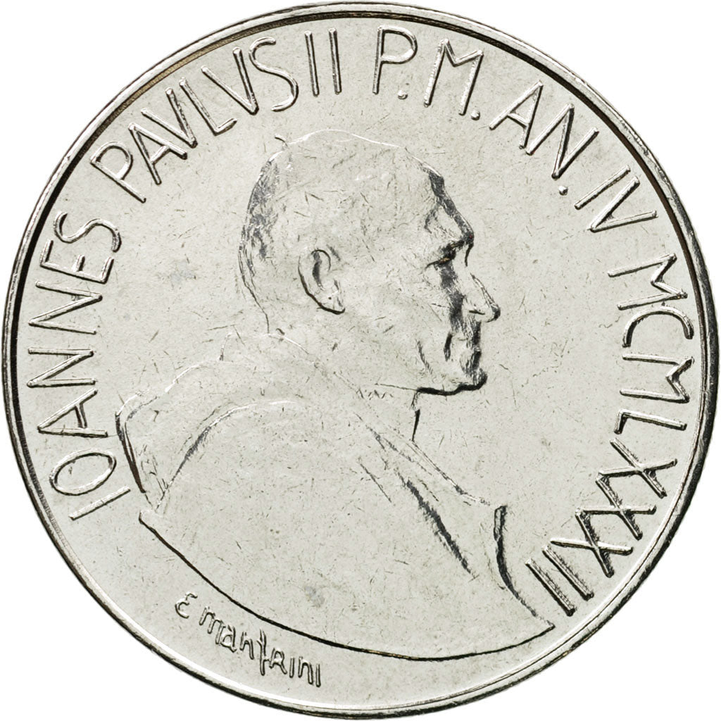 Coin, VATICAN CITY, John Paul II, 100 Lire, 1982, Roma, MS(63), Stainless Steel
