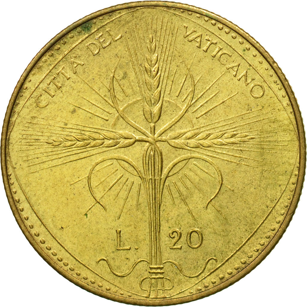 Coin, VATICAN CITY, Paul VI, 20 Lire, 1968, Roma, MS(63), Aluminum-Bronze