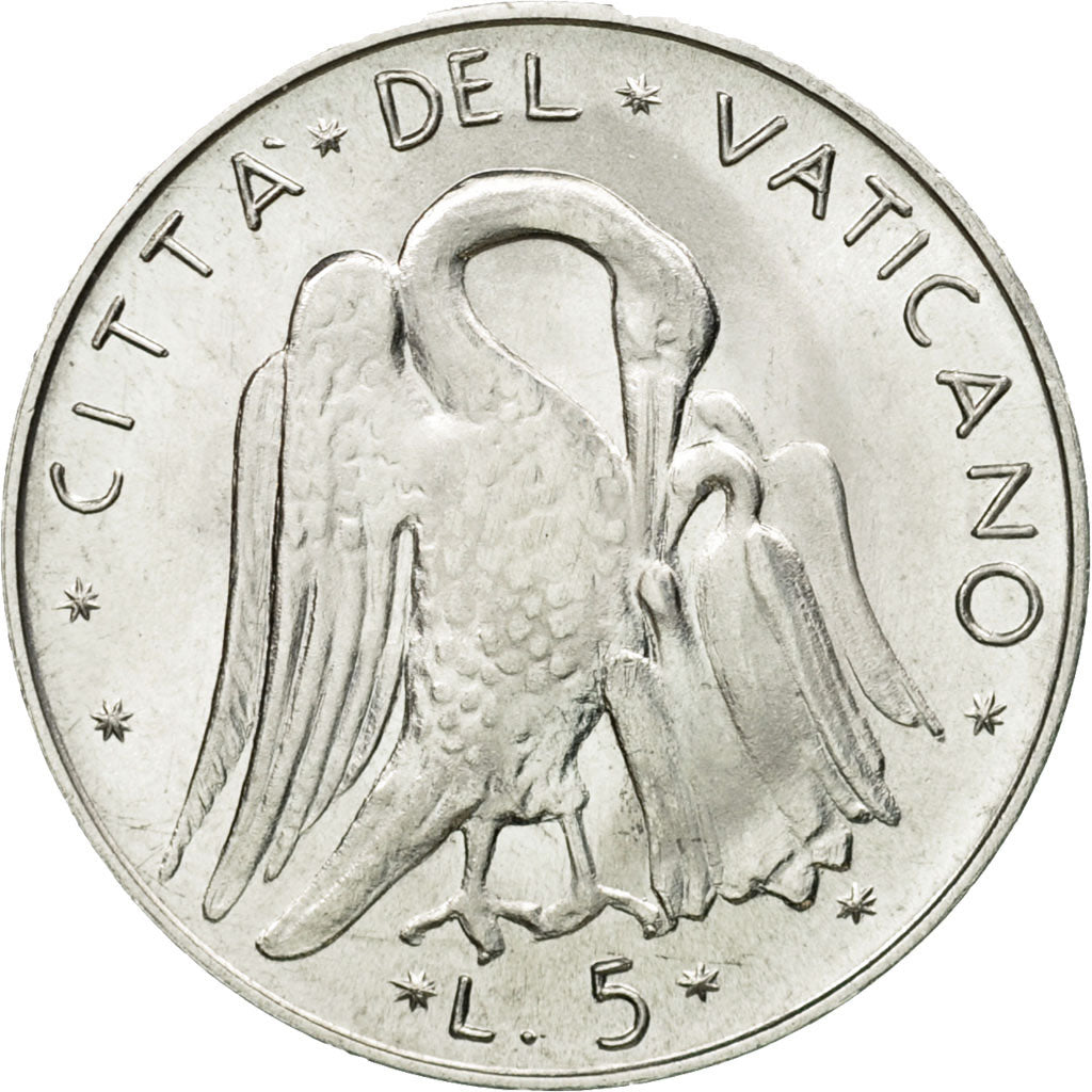 Coin, VATICAN CITY, Paul VI, 5 Lire, 1970, Roma, MS(63), Aluminum, KM:118