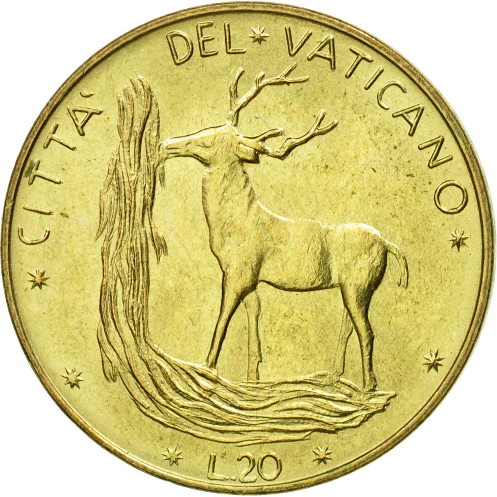 Coin, VATICAN CITY, Paul VI, 20 Lire, 1970, Roma, MS(63), Aluminum-Bronze