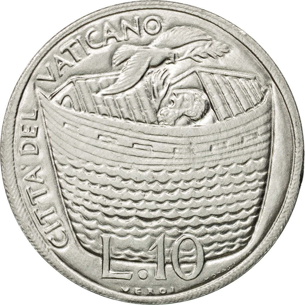 Coin, VATICAN CITY, Paul VI, 10 Lire, 1975, Roma, MS(63), Aluminum, KM:127