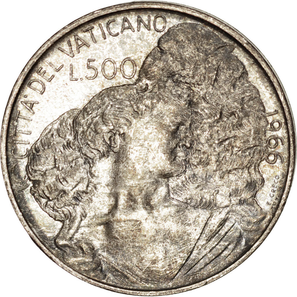 VATICAN CITY, 500 Lire, 1966, KM #91, MS(63), Silver, 29.3, 10.99