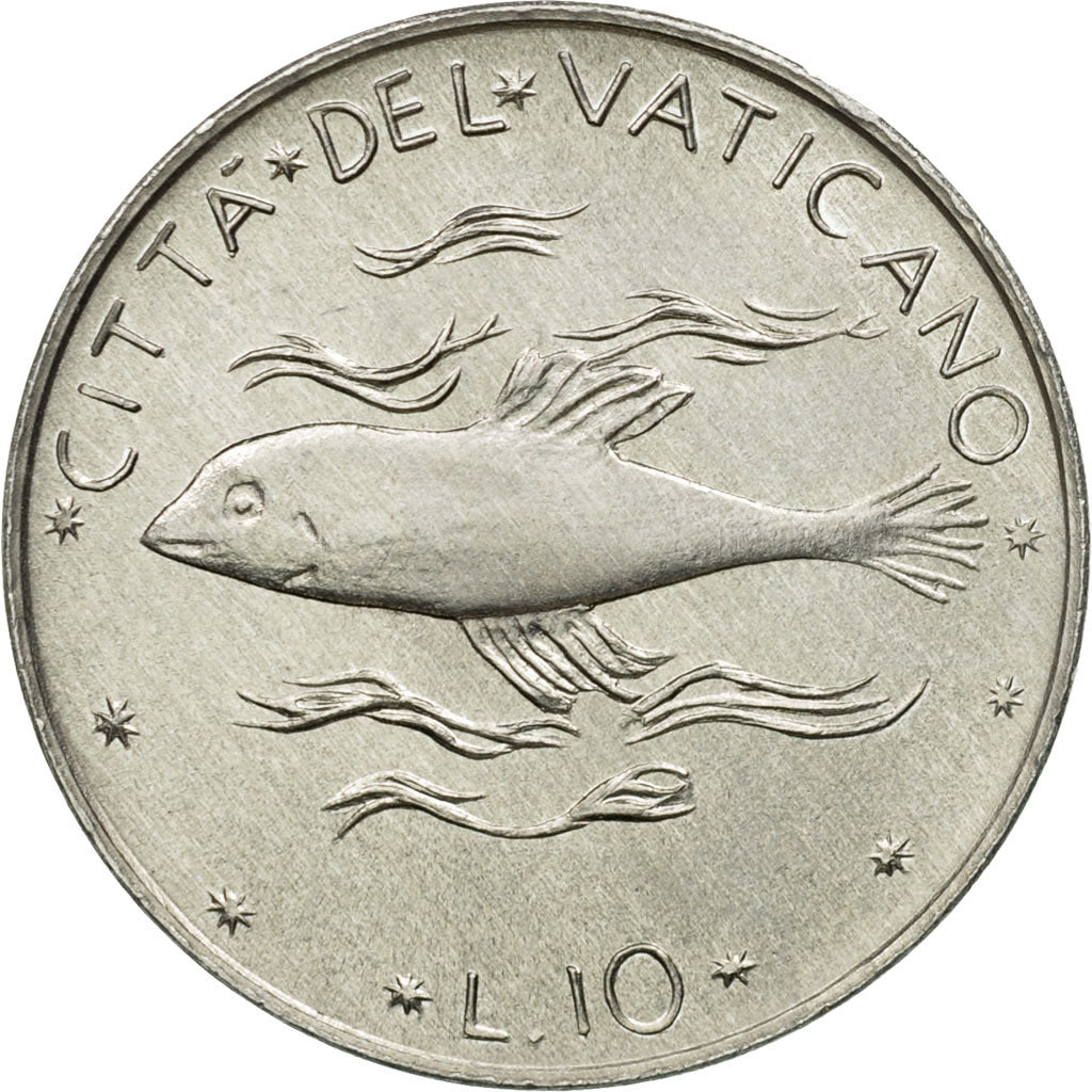 Coin, VATICAN CITY, Paul VI, 10 Lire, 1977, Roma, MS(63), Aluminum, KM:119