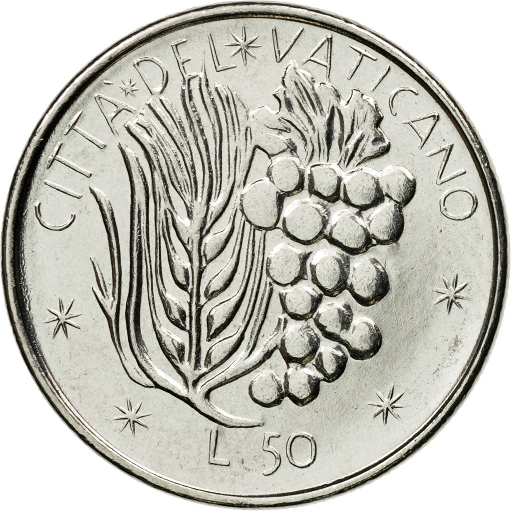 Munten, Vaticaanstad, Paul VI, 50 Lire, 1977, Roma, UNC-, Stainless Steel