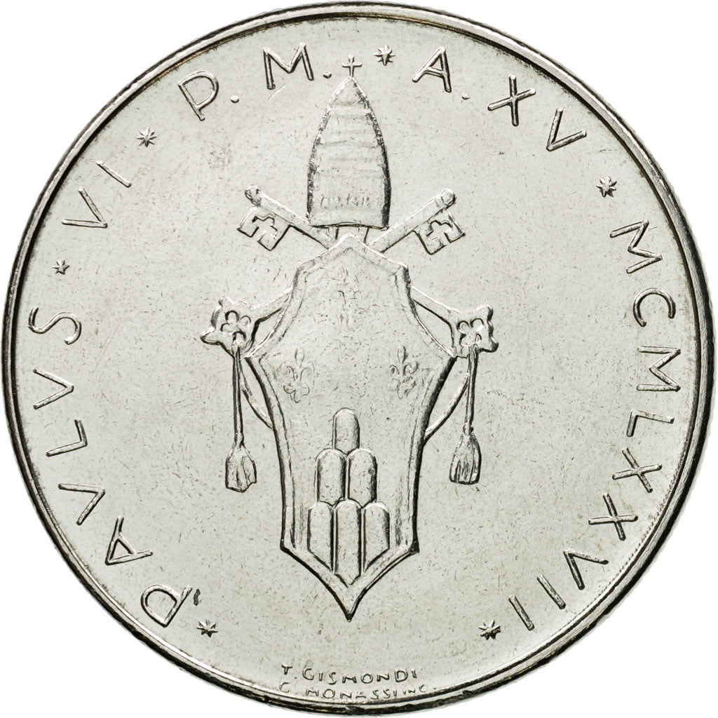 Coin, VATICAN CITY, Paul VI, 100 Lire, 1977, Roma, MS(63), Stainless Steel