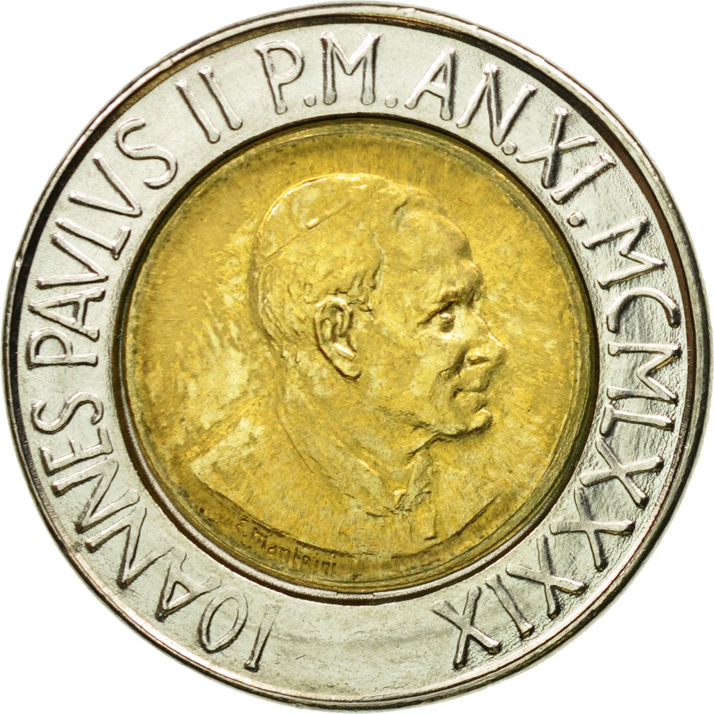 Monnaie, Cité du Vatican, John Paul II, 500 Lire, 1989, Roma, SPL, Bi-Metallic