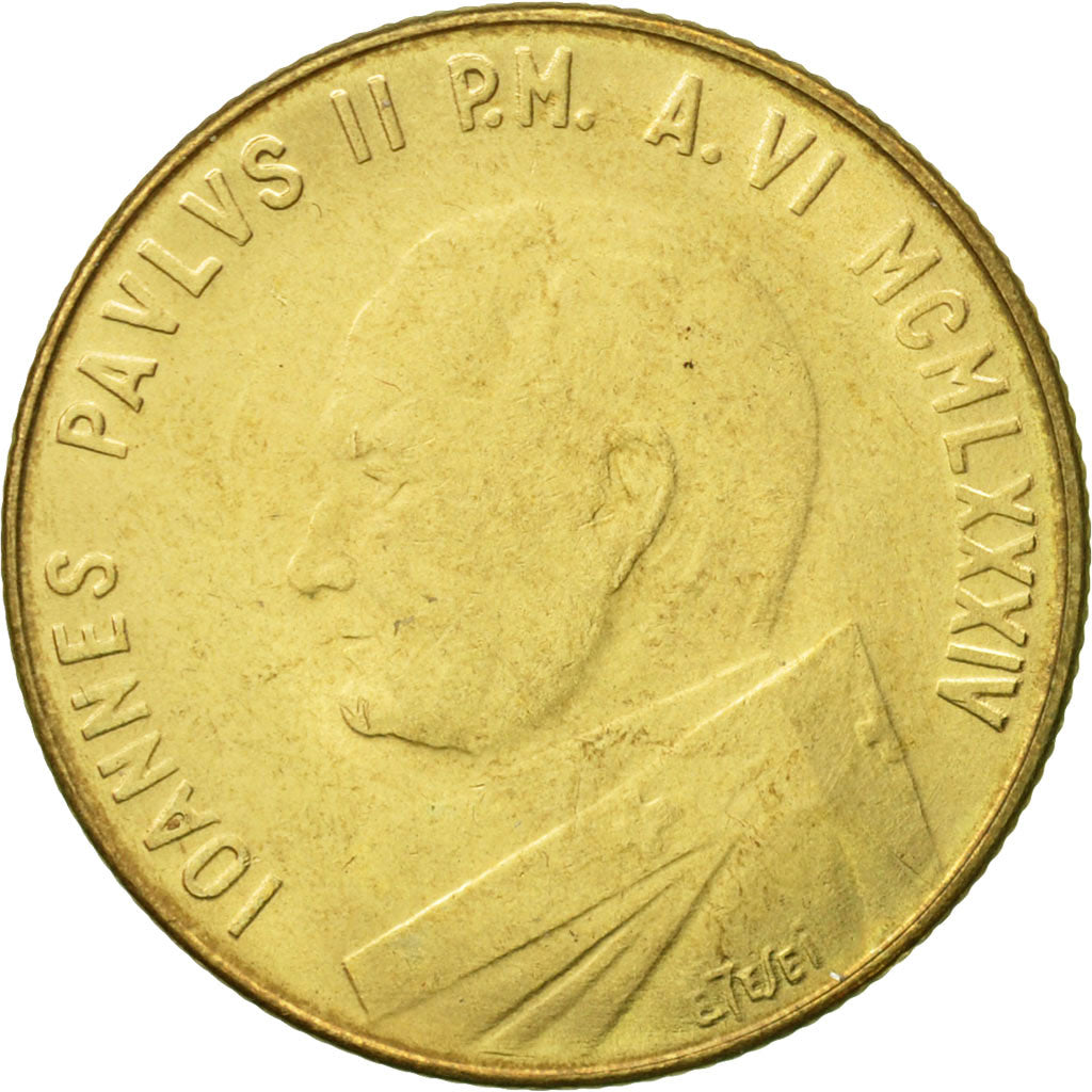 Coin, VATICAN CITY, John Paul II, 200 Lire, 1984, Roma, MS(63), Aluminum-Bronze