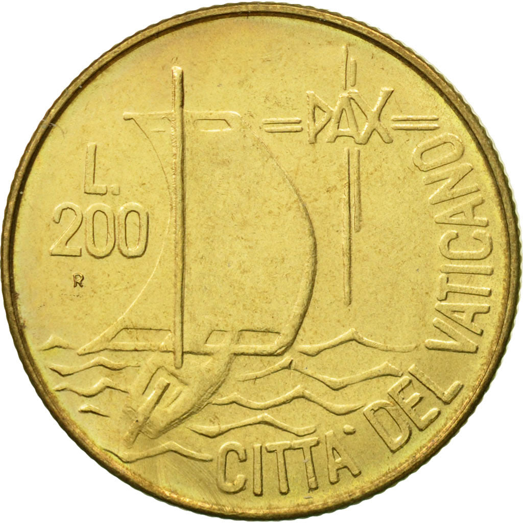 Coin, VATICAN CITY, John Paul II, 200 Lire, 1984, Roma, MS(63), Aluminum-Bronze