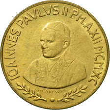 Coin, VATICAN CITY, John Paul II, 200 Lire, 1990, Roma, MS(63), Aluminum-Bronze