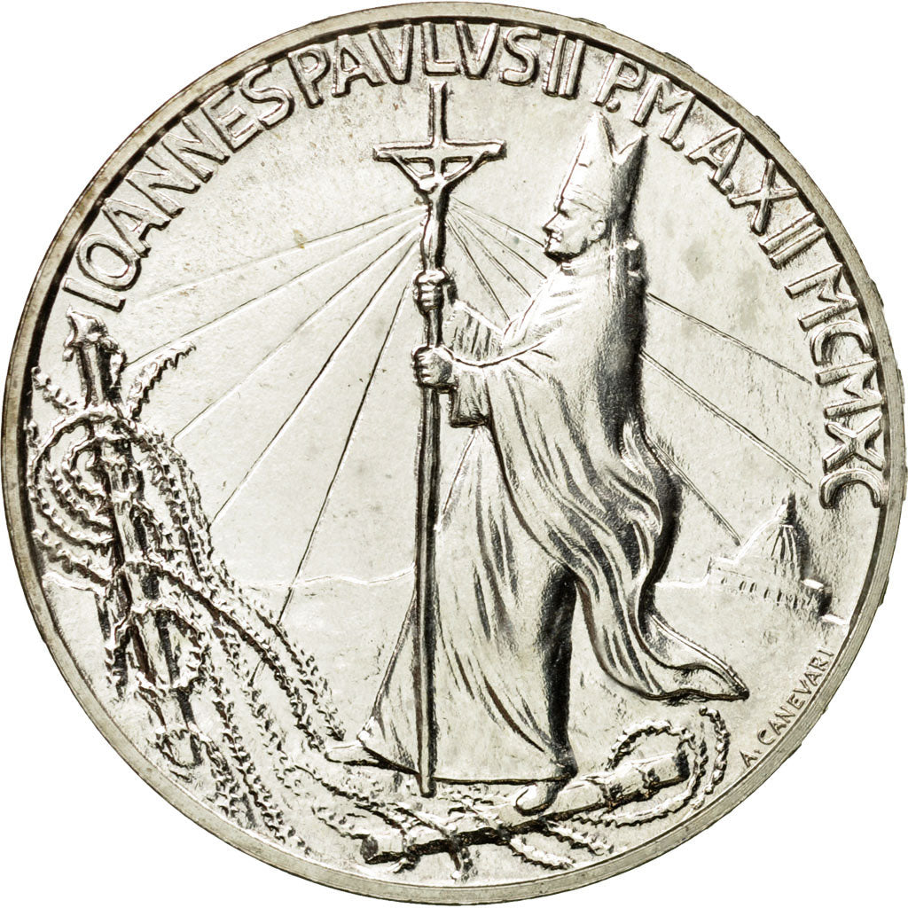 Monnaie, Cité du Vatican, John Paul II, 1000 Lire, 1990, Roma, SPL, Argent