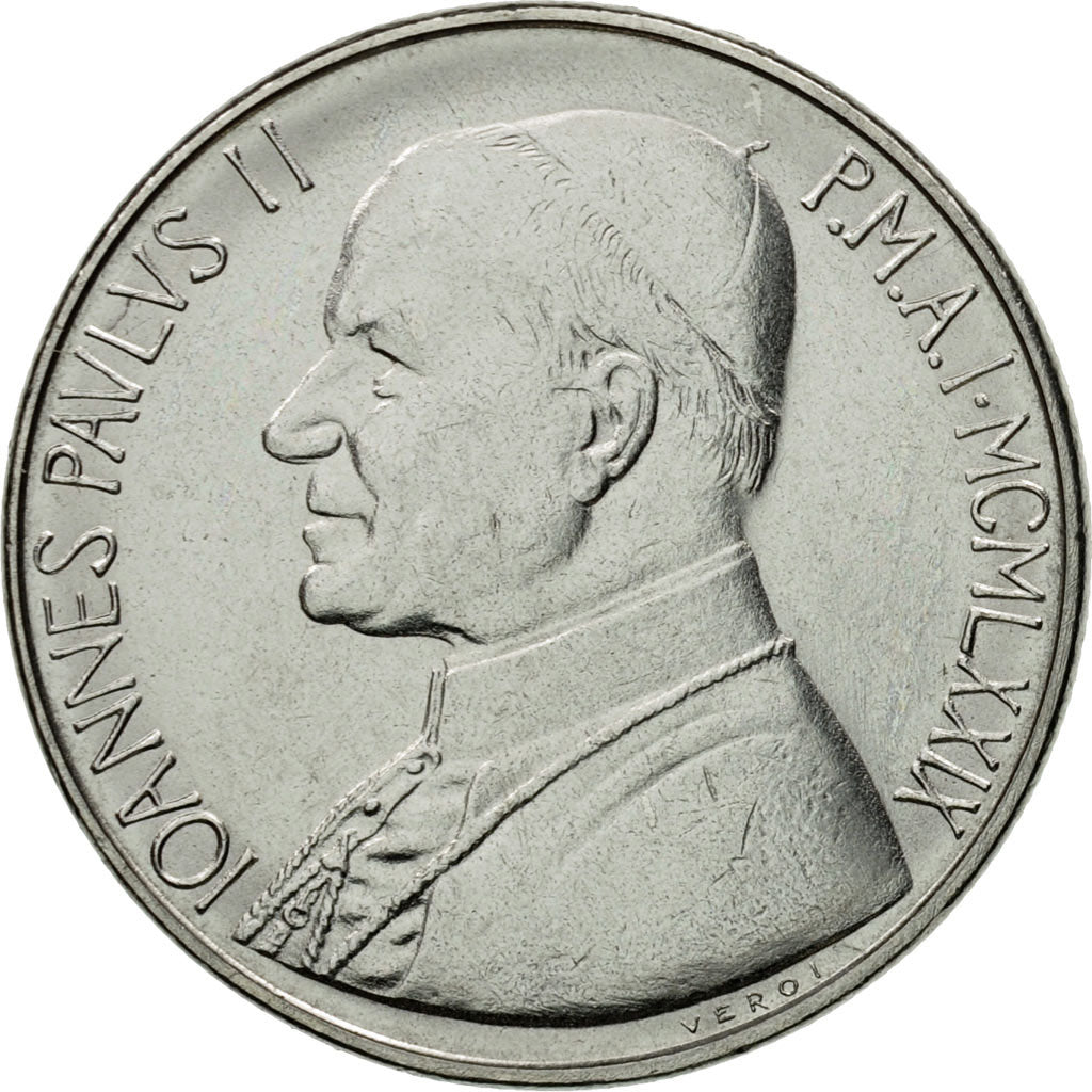 Coin, VATICAN CITY, John Paul II, 50 Lire, 1979, Roma, MS(63), Stainless Steel