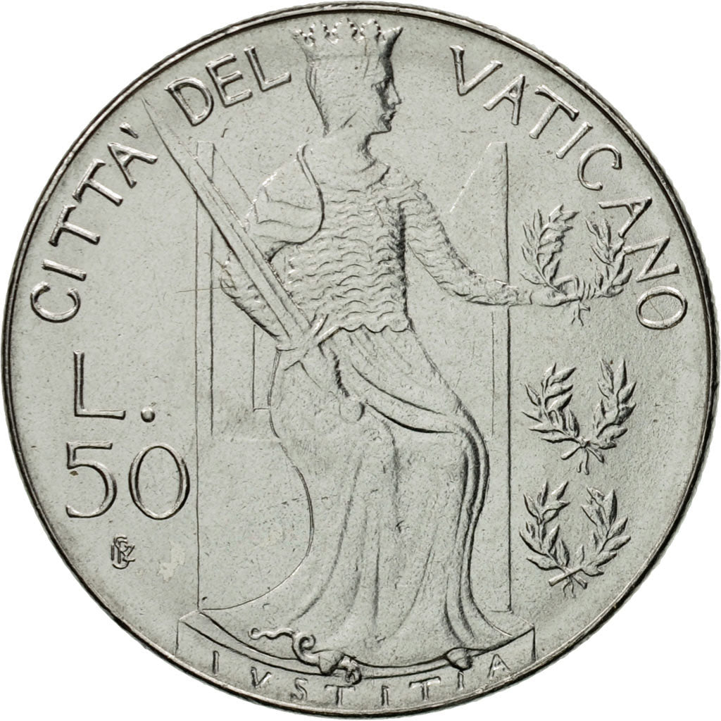 Coin, VATICAN CITY, John Paul II, 50 Lire, 1979, Roma, MS(63), Stainless Steel