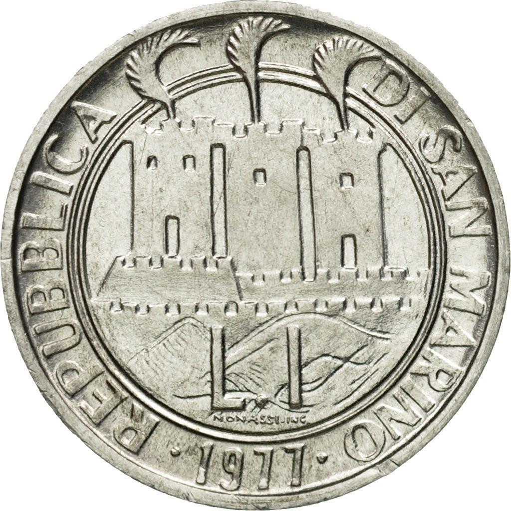 Coin, San Marino, Lira, 1977, Rome, MS(63), Aluminum, KM:63