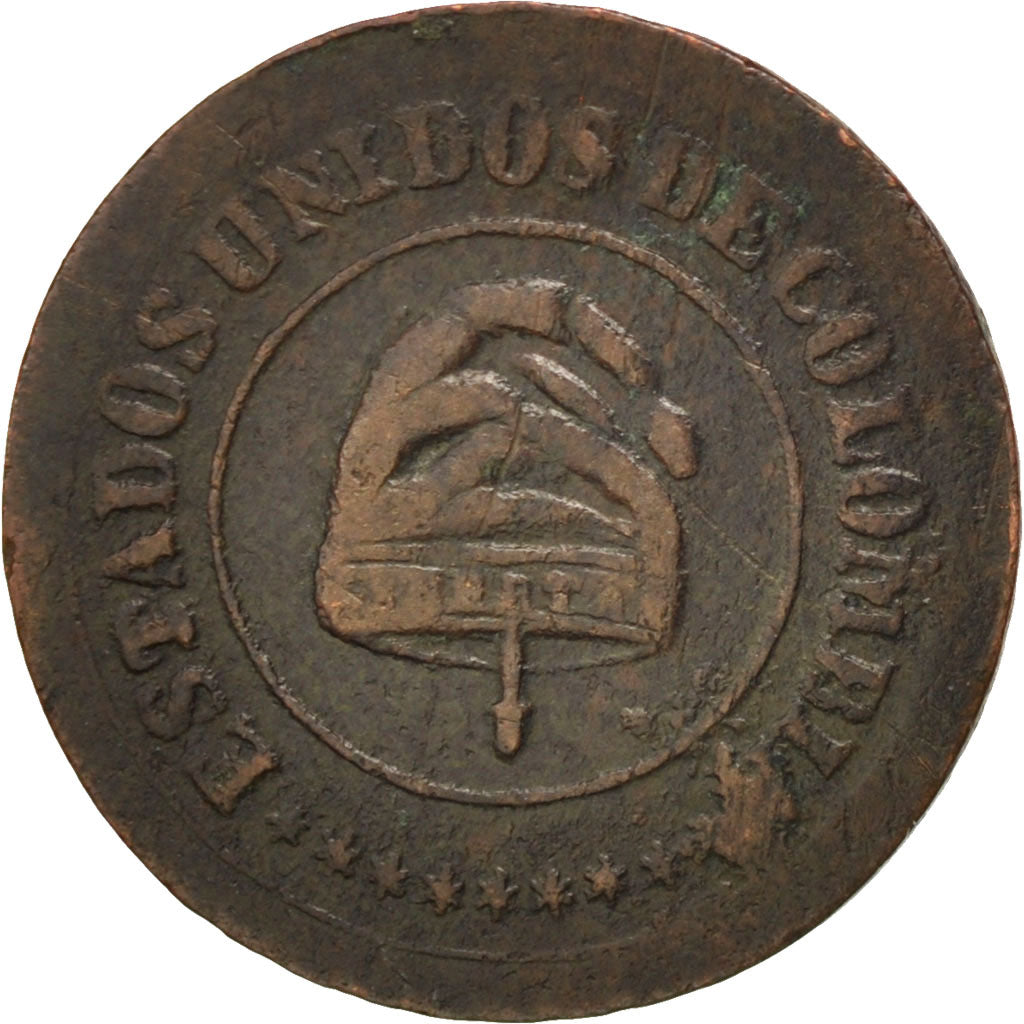 COLOMBIA, 2-1/2 Centavos, 1885, KM #181, VF(30-35), Copper, 1.76