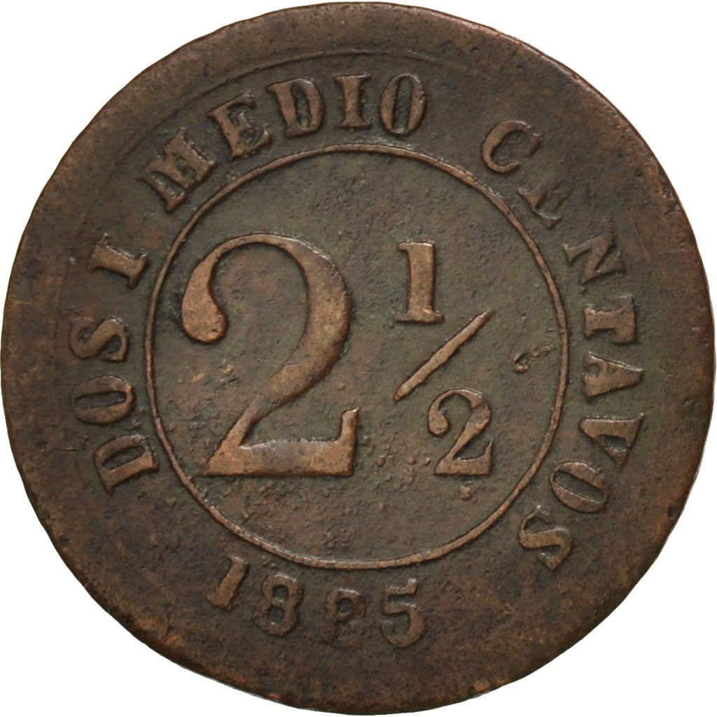 COLOMBIA, 2-1/2 Centavos, 1885, KM #181, VF(30-35), Copper, 1.76