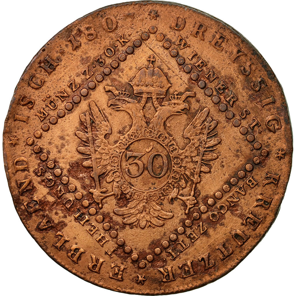 Coin, Austria, Franz II (I), 30 Kreuzer, 1807, VF(30-35), Copper, KM:2149