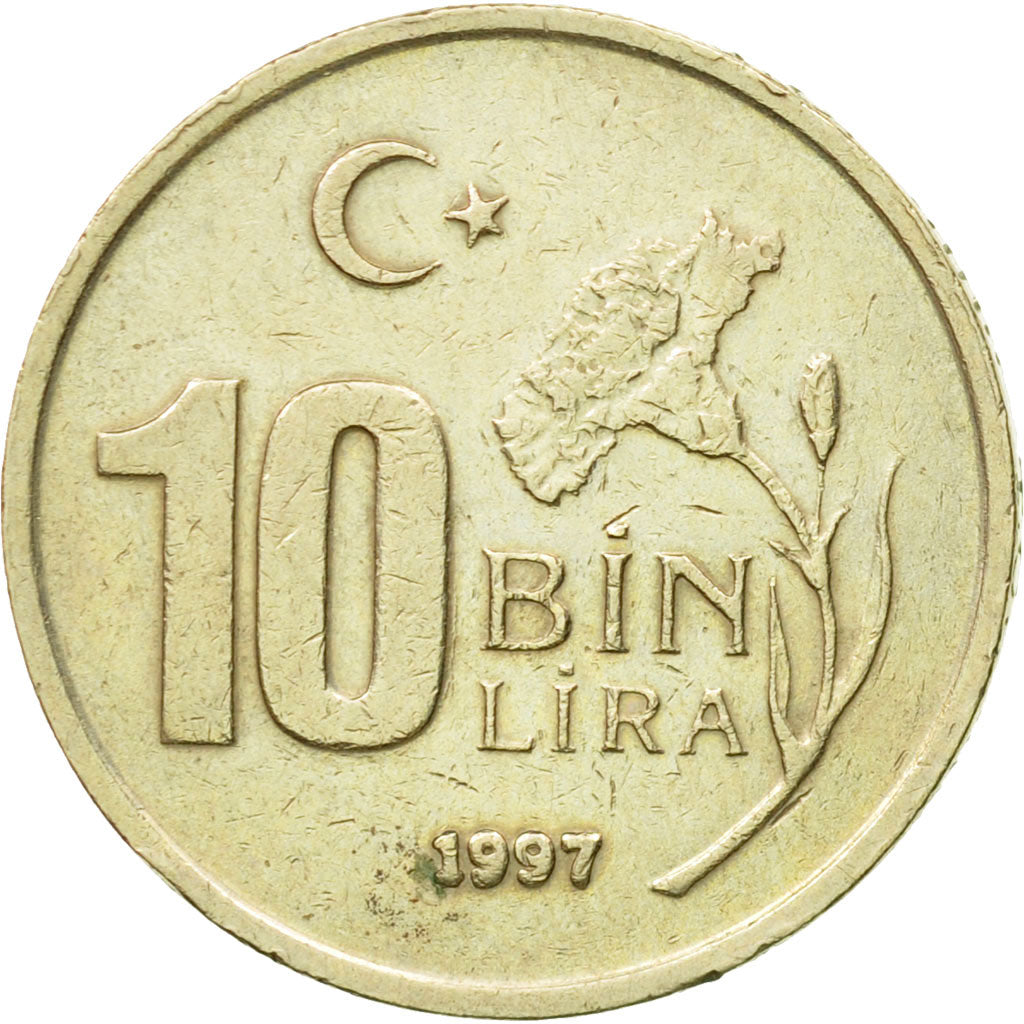 Monnaie, Turquie, 10000 Lira, 10 Bin Lira, 1997, TTB, Copper-Nickel-Zinc