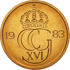 Coin, Sweden, Carl XVI Gustaf, 5 Öre, 1983, MS(65-70), Brass, KM:849a