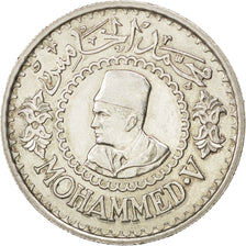 MOROCCO, 500 Francs, 1956, Paris, KM #54, AU(50-53), Silver, 38, 22.48