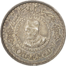 MOROCCO, 500 Francs, 1956, Paris, KM #54, EF(40-45), Silver, 38, 22.50