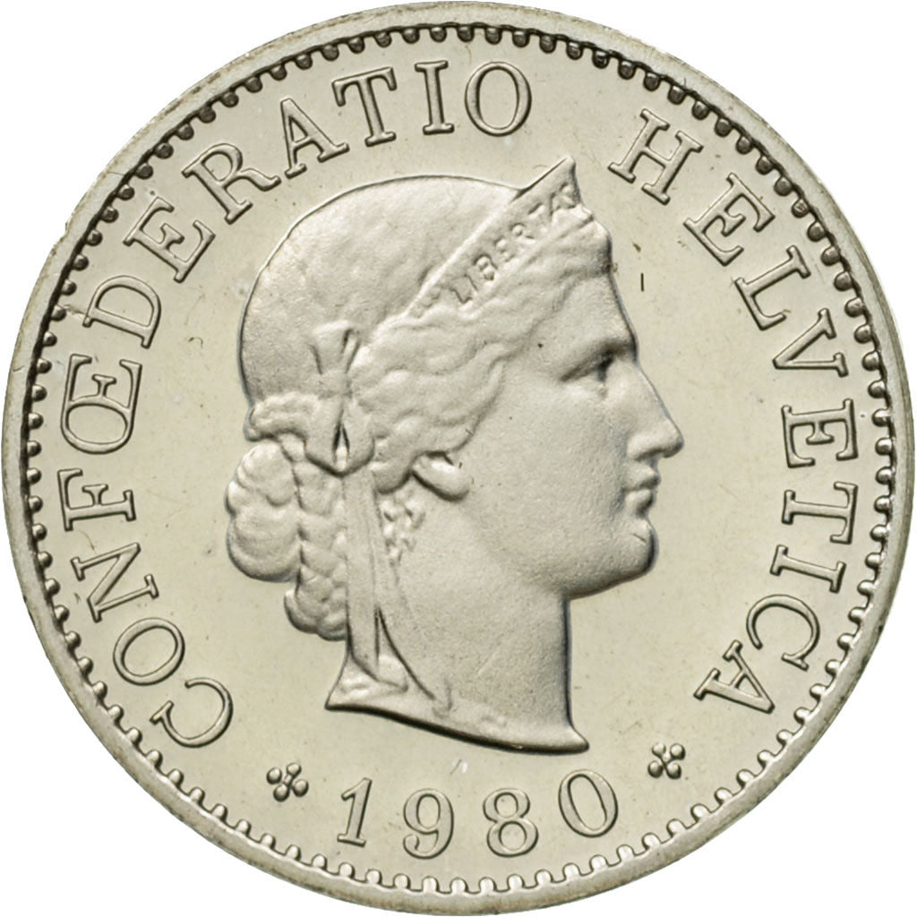 Coin, Switzerland, 5 Rappen, 1980, Bern, MS(63), Copper-nickel, KM:26