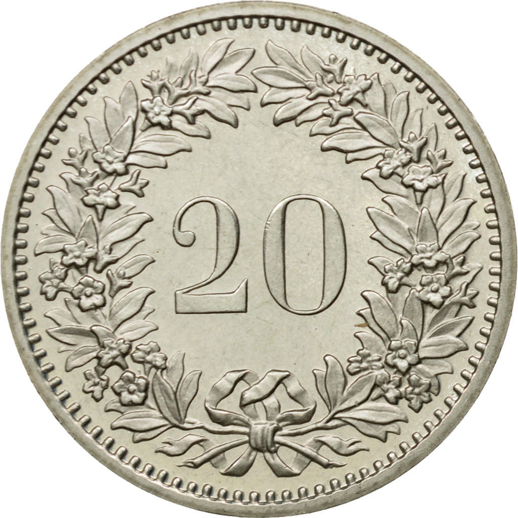 Coin, Switzerland, 20 Rappen, 1980, Bern, MS(63), Copper-nickel, KM:29a