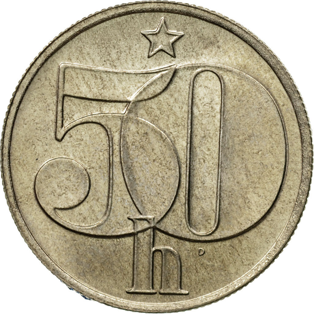 Coin, Czechoslovakia, 50 Haleru, 1988, MS(63), Copper-nickel, KM:89