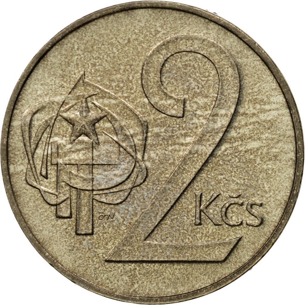 Coin, Czechoslovakia, 2 Koruny, 1988, MS(63), Copper-nickel, KM:75