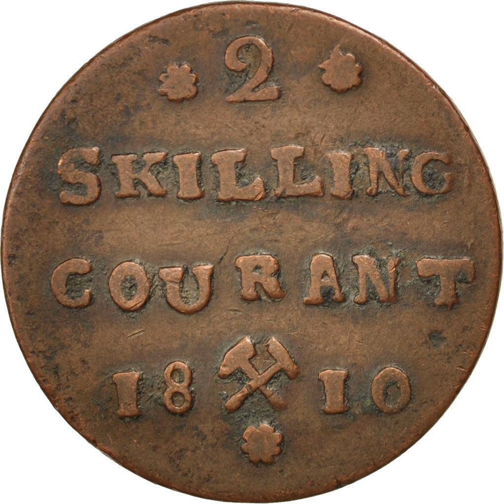 NORWAY, 2 Skilling, 1810, KM #280.1, EF(40-45), Copper, 8.97