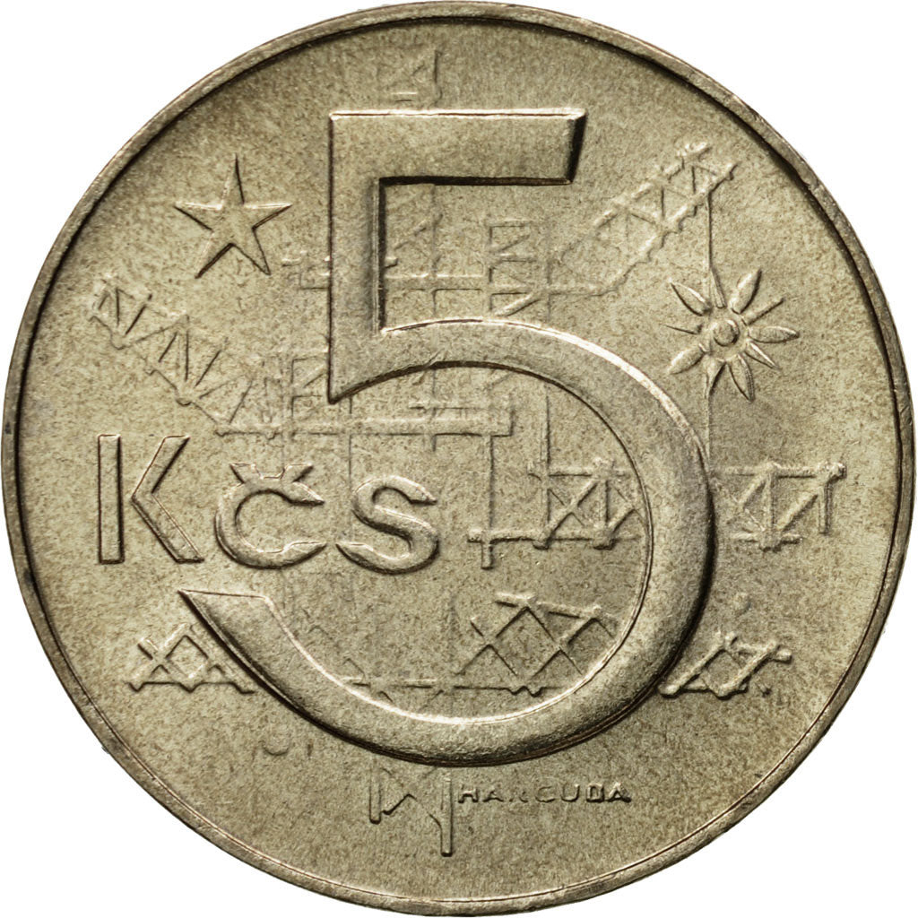 Coin, Czechoslovakia, 5 Korun, 1988, MS(63), Copper-nickel, KM:60