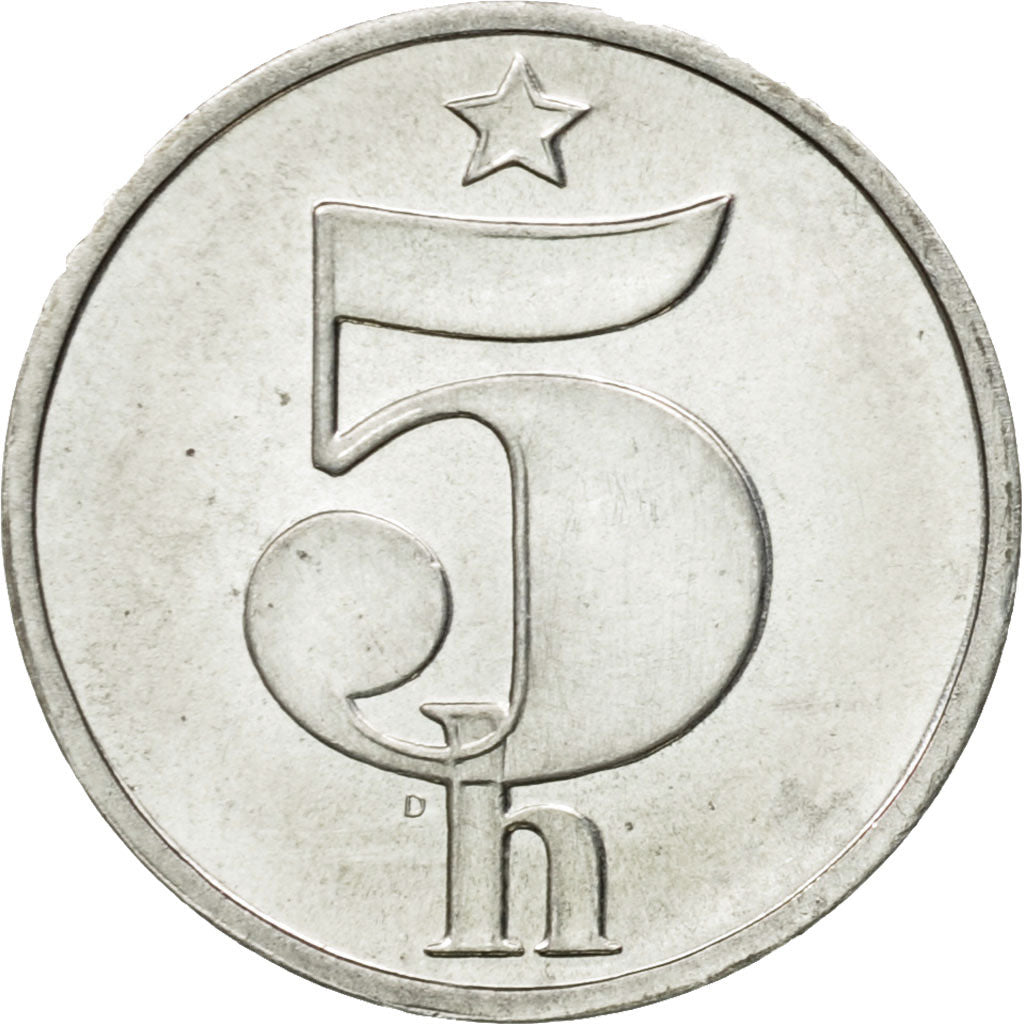 Coin, Czechoslovakia, 5 Haleru, 1989, MS(63), Aluminum, KM:86