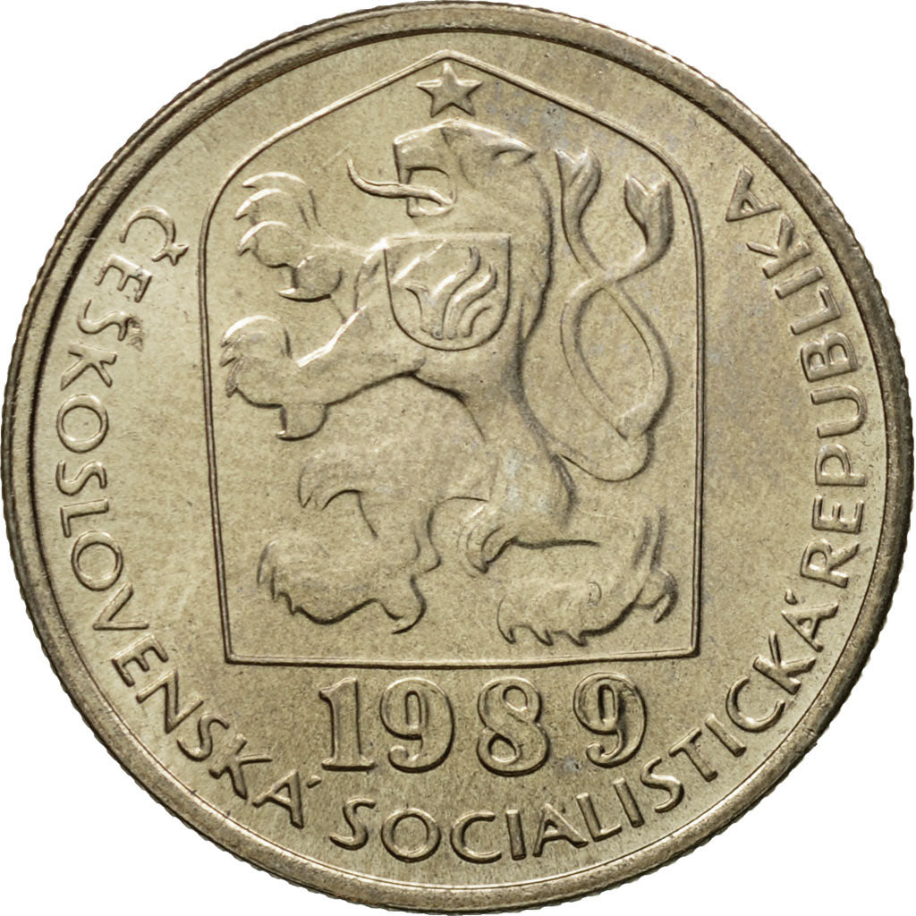 Coin, Czechoslovakia, 50 Haleru, 1989, MS(63), Copper-nickel, KM:89