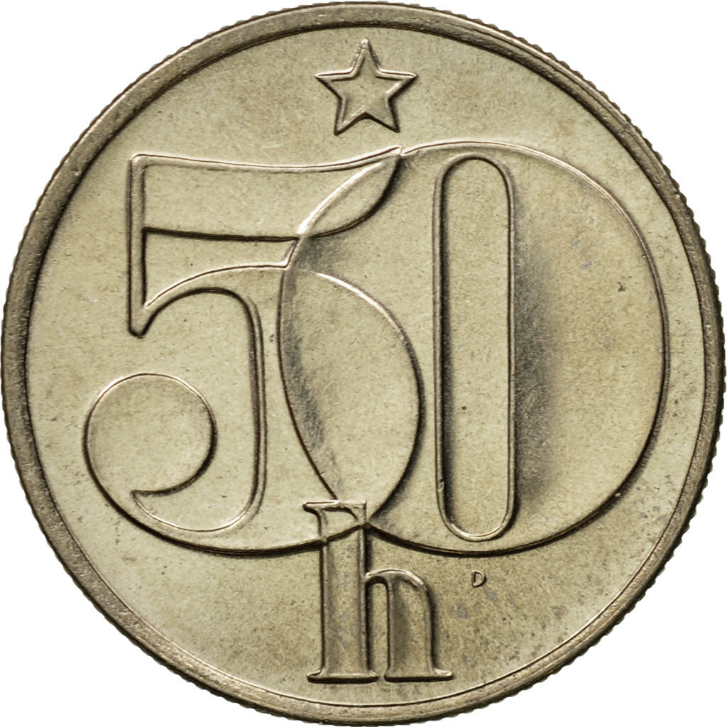 Coin, Czechoslovakia, 50 Haleru, 1989, MS(63), Copper-nickel, KM:89