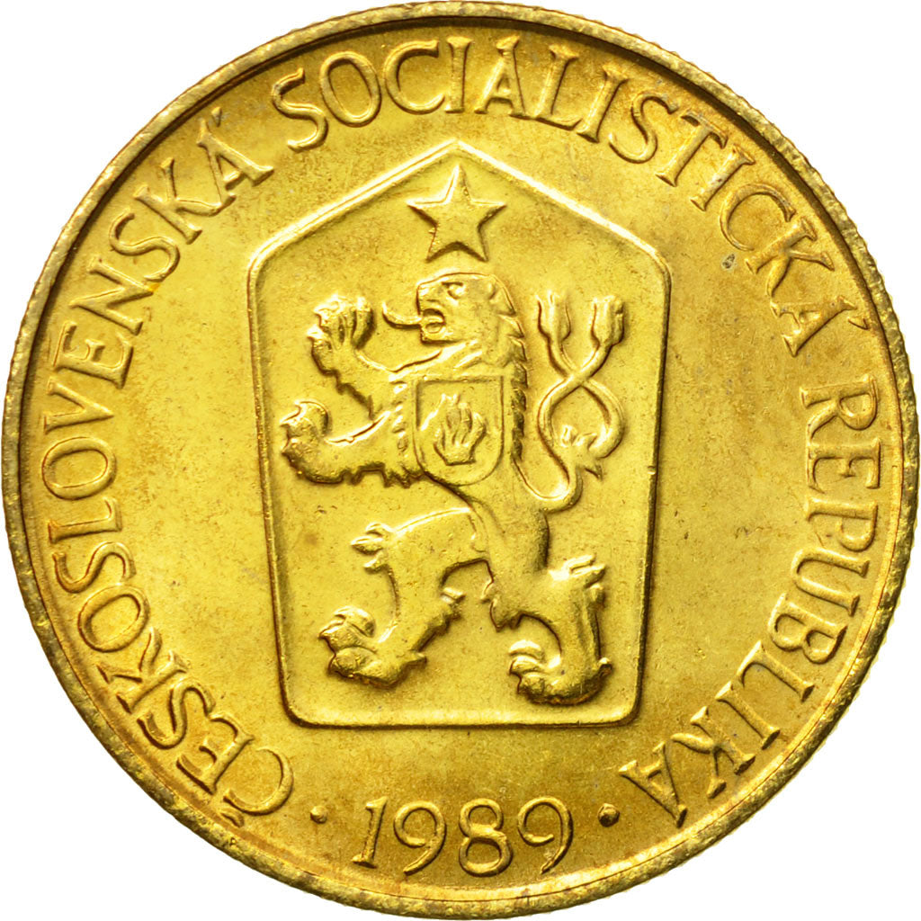 Coin, Czechoslovakia, Koruna, 1989, MS(63), Aluminum-Bronze, KM:50