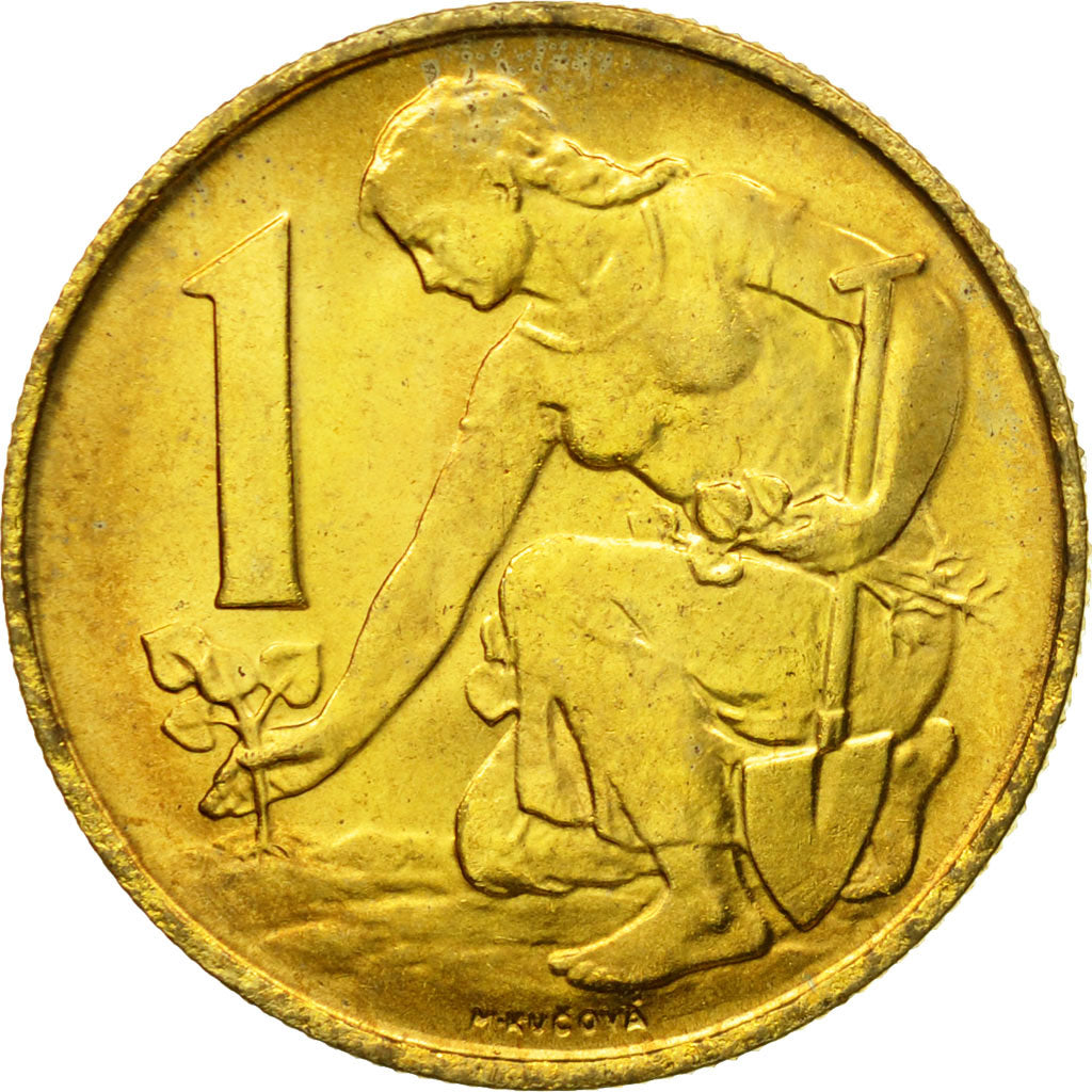 Coin, Czechoslovakia, Koruna, 1989, MS(63), Aluminum-Bronze, KM:50