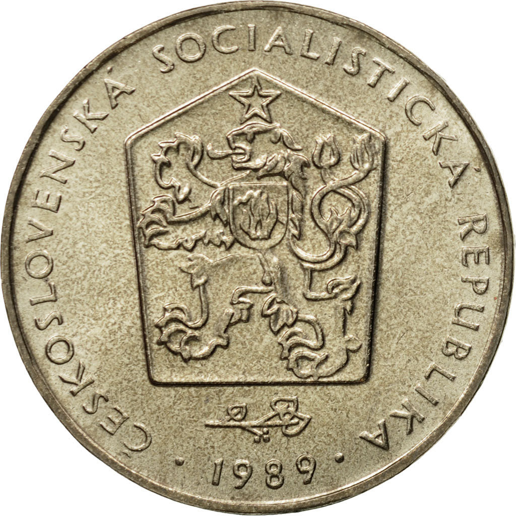 Coin, Czechoslovakia, 2 Koruny, 1989, MS(63), Copper-nickel, KM:75