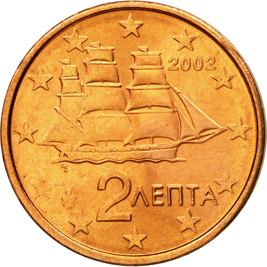 Moneda, Grecia, 2 Euro Cent, 2002, Athens, FDC, Cobre chapado en acero, KM:182