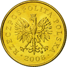 Coin, Poland, 5 Groszy, 2008, Warsaw, MS(65-70), Brass, KM:278
